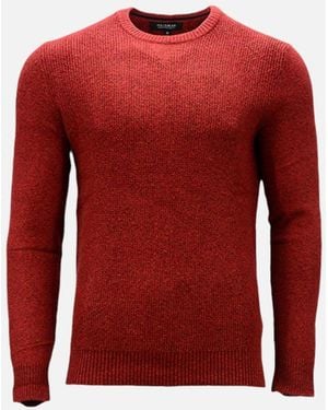 Pull&Bear Pull & Bear Jumpers Plain Crew Neck Casual Formal Knitted Winter Pullover - Red