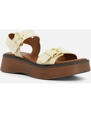 Dune Dune Luno Leather Ecru Sandals - Brown