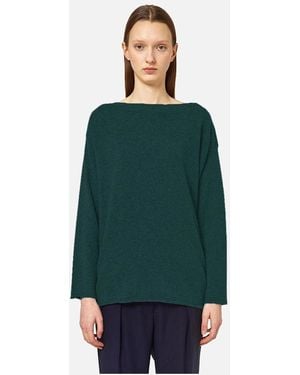 Alpha Studio Cashmere Boat-Neck Jumper With Gathered Bottom - Green