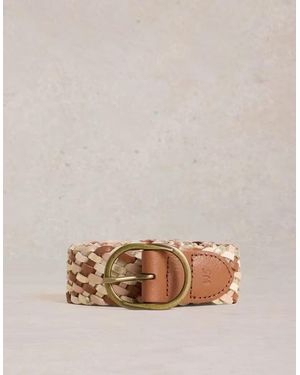 White Stuff Leather Weave Belt Mid Tan - Natural