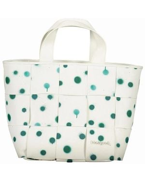 Desigual Contrast Detail Bag With Multiple Handles And Pockets - White