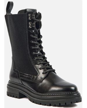 Pod Polly Leather/Textile Boots - Black