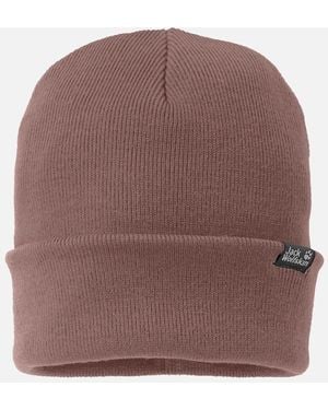 Jack Wolfskin Ribbed Fine Knit Cuffed Beanie Hat - Brown