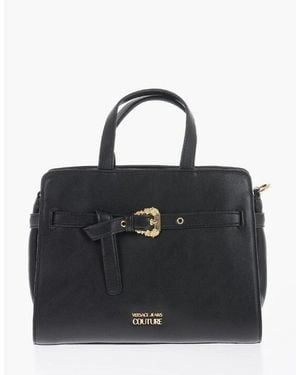Versace Eco-Leather Handbag With Double Handle And Studs - Black