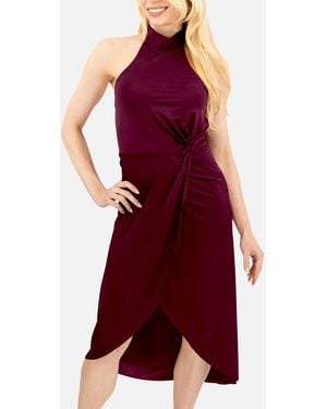 Ted Baker Halter Neck Midi Dress Evening Cocktail Elegant Party Ball Gown - Red