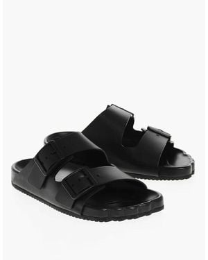 Balenciaga Leather Sandals With Buckles And Rubber Sole - Black