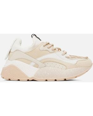 Stella McCartney Faux Leather Lace-Up Trainers With Suede Effect - White