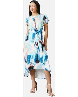 PRINCIPLES Ladies Abstract Piped Midi Dress - Blue