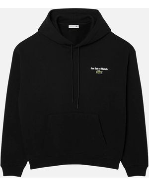 Lacoste Loose Fit Print Hoodie - Black
