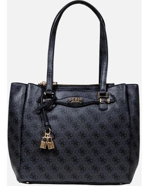 Guess Handbag With Zip And Multiple Pockets - Black