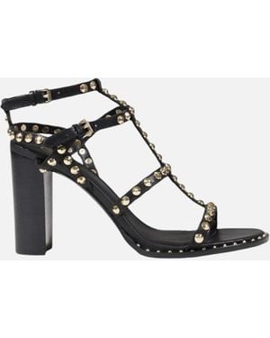 Ash Polka Dot Buckle Sandals With Block Heel - Metallic