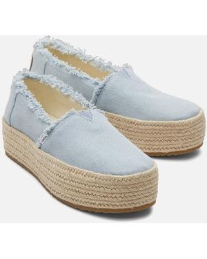 TOMS Valencia 100% Cotton Pastel Espadrilles - Blue