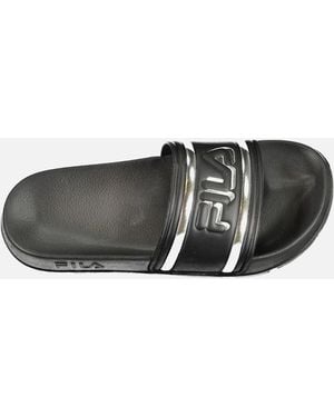Fila Logo Slipper With Contrast Details - Black