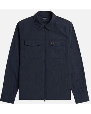 Fred Perry Textured Zip-Through Overshirt - Blue