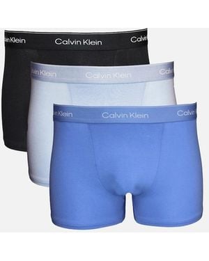 Calvin Klein 3-Pack Icon Cotton Stretch Relaxed Fit Boxer Trunks, /Glacier/ Bell - Blue