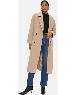 Dorothy Perkins Ladies Double-Breasted Longline Coat - Blue