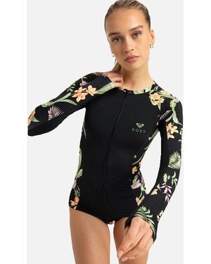 Roxy Lycra Zip Long Sleeve Rash Vest - Black