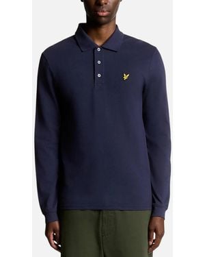 Lyle & Scott Polo Shirt Lp400Vog Long Sleeve Summer Casual Cotton Tee - Blue