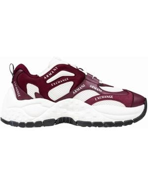 ARMANI EXCHANGE Lace-Up Rubber Sole Trainers - Purple