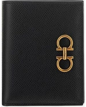 Ferragamo Calfskin Wallet With Coin Pocket And Card Slot - Black