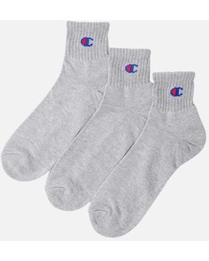 Champion Ankle Socks 3X Pack Regular Cotton Sports Trainer Socks L - Grey