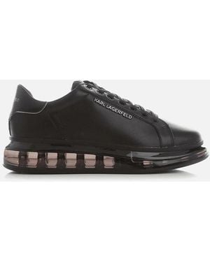 Karl Lagerfeld Kapri Cushion Emboss Logo Leather Trainer - Black
