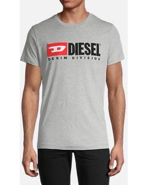 DIESEL T Diego Division T Shirt Short Sleeve Tee Casual Cotton Summer Top - Grey