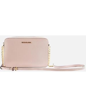 Michael Kors Saffiano Leather Crossbody Bag With Zipper Closure - Pink