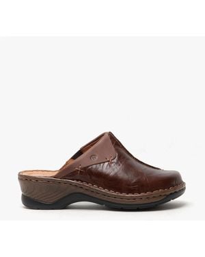 Josef Seibel Catalonia 48 Leather Mule Clogs Brasil - Brown