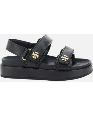 Tory Burch Calfskin Kira Sport Velcro Strap Sandals - Black