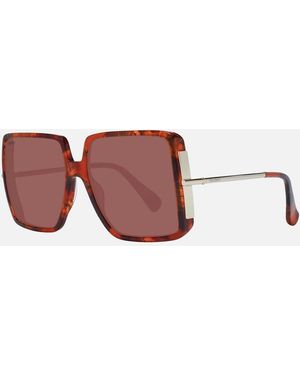 Max Mara Square Acetate Sunglasses With Mirrored Lenses - Brown