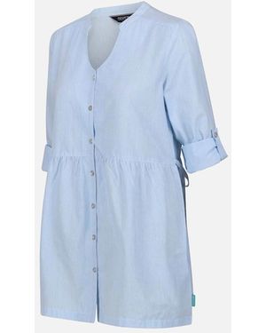 Regatta Nemora Roll Sleeve Blouse Shirt Dress - Blue