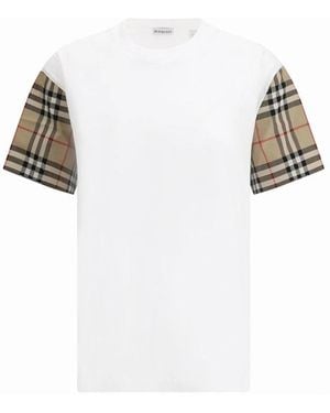 Burberry Cotton Check Archive Sleeve T-Shirt - White