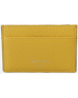 Jimmy Choo Pebble Grain Leather Card Holder - Yellow