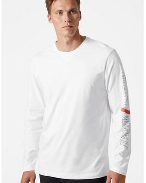 Helly Hansen Workwear Logo Longsleeve Cotton T-Shirt - White