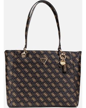Guess Printed Handbag With Zip And Inside Pockets - Black