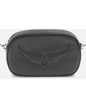 Zadig & Voltaire Stylish Embellished Leather Camera Bag With Zipper Closure Perfect For - Grey