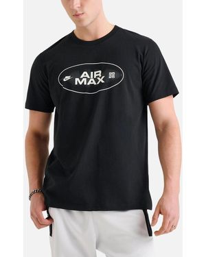 Nike Air Max Nike T Shirts Air Max T Shirt Crew Neck Short Sleeve Regular Fit New Tee - Black