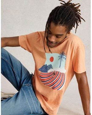 White Stuff Abersoch Surfs Up Graphic Tee Print - Blue