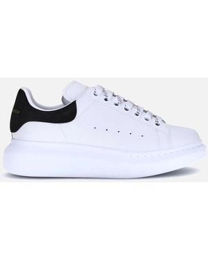 McQueen Leather Platform Sole Trainers With Logo Details - White