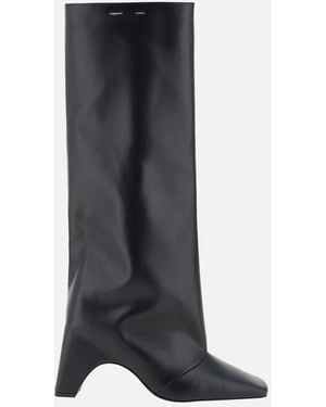 Coperni Leather Bridge High Boots With Geometric Heel - Black