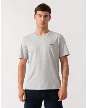 BOSS Boss Mix&Match Stretch-Cotton Loungewear T-Shirt With Embroidered Logo - Grey