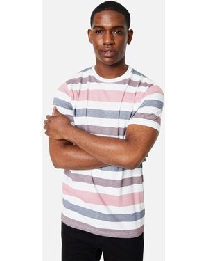 MAINE Feeder Block Stripe T-Shirt - White