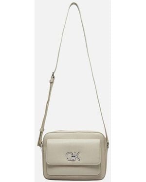 Calvin Klein Medium Re-Lock Camera Bag With Flap - White