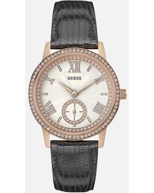 Guess Quartz Stainless Steel Leather Strap Watch - White
