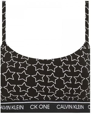 Calvin Klein Ck One Cotton Modal Blend String Bralette, Outline Star Print - Black