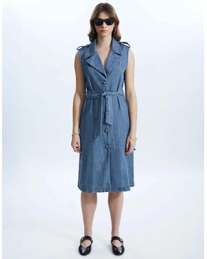 James Lakeland Long Denim Gilet - Blue