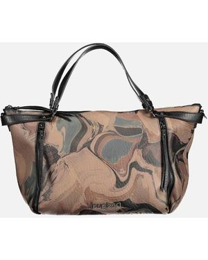 Desigual Zip Closure Handbag With Multiple Pockets - Brown