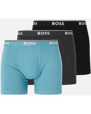 BOSS Boss Cotton Stretch 3 Pack Boxer Briefs//Dark - Blue