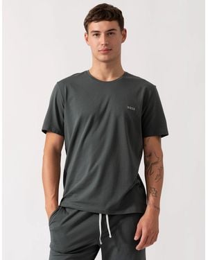 BOSS Boss Mix&Match Stretch-Cotton Loungewear T-Shirt With Embroidered Logo - Grey